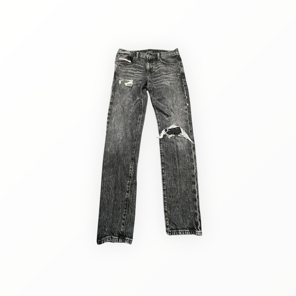 Diesel Jeans Mens 31X29 Black D-Strukt-R Slim Distressed Faded Ripped A12026 02